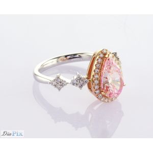 Buy cheap 2.31ct Pear Cut Fancy Pink Lab Grown Diamond Halo Ring IGI Certified For Women Wedding from wholesalers