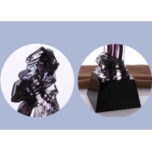 Special Abstract Design Colored Glaze Trophy Cup , Crystal Base Custom Trophy