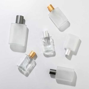 Buy cheap 10ml 50ml 60ml 100ml Luxury Transparent and Frosted Perfume Glass Bottle with Lids from wholesalers