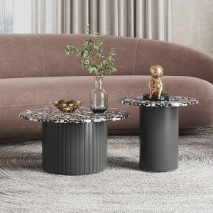 Buy cheap Beige Marble Living Room Coffee Table Round With Wooden Base from wholesalers