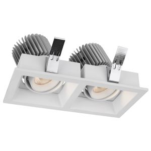 Buy cheap White Square Trim Tiltable 2*7W 3000K LED Recessed Downlight Double Head 180mA from wholesalers