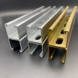 China Yellow Zinc Plated 41x62 Unistrut Channel Slotted Double Strut Channel on sale
