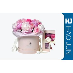 Buy cheap Romantic Round Cardboard Boxes For Flower Arrangements With Ribbon from wholesalers