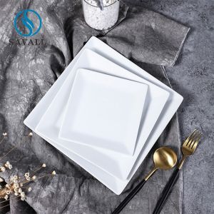 Buy cheap Scandinavian Square Porcelain Plates 24.75cm from wholesalers