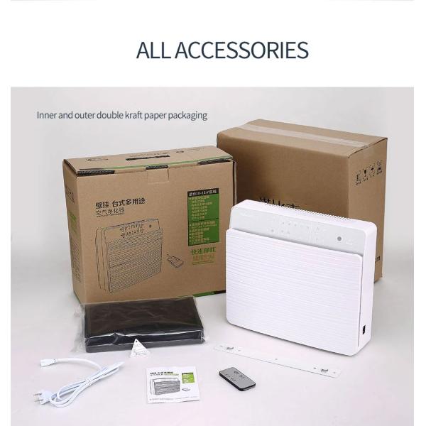 OEM Wall Mounted Air Purifier 400m3/h Silver Ion Plasma Sterilization