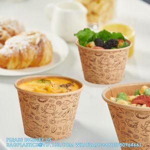 12 Oz Paper Containers With Vented Lids, Kraft Food Cups, Soup Containers Cups