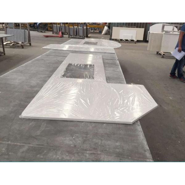 Quality Prefabricated Solid Quartz Stone Countertops Beveled Processed Edge for sale
