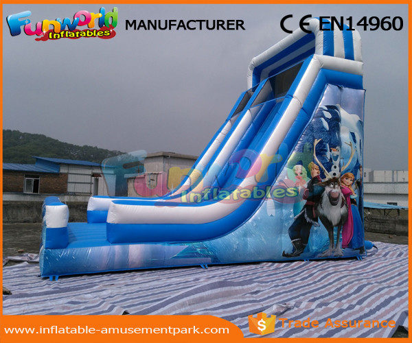 Blue PVC Tarpaulin Frozen Commercial Inflatable Slide Inflatable Dry Slide for