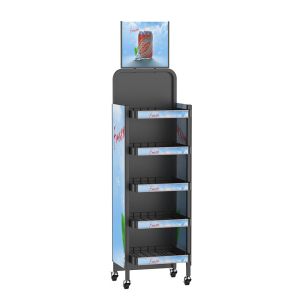 Buy cheap Metal Wheeled POP POS Display Kiosk Stand Pos Display Units For Beverage Storage Rack from wholesalers