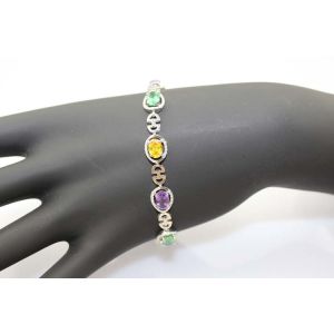 Buy cheap 925 Sterling Silver  Multicoloured Cubic Zircon Link Tennis Bracelet (H14) from wholesalers