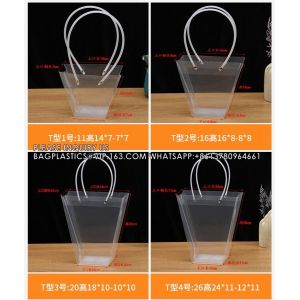 Buy cheap Customized Transparent Trapezoid PP Bag Plastic Clear Flower Packing Bag With Handle Floral Package Bags, Gift Pack from wholesalers
