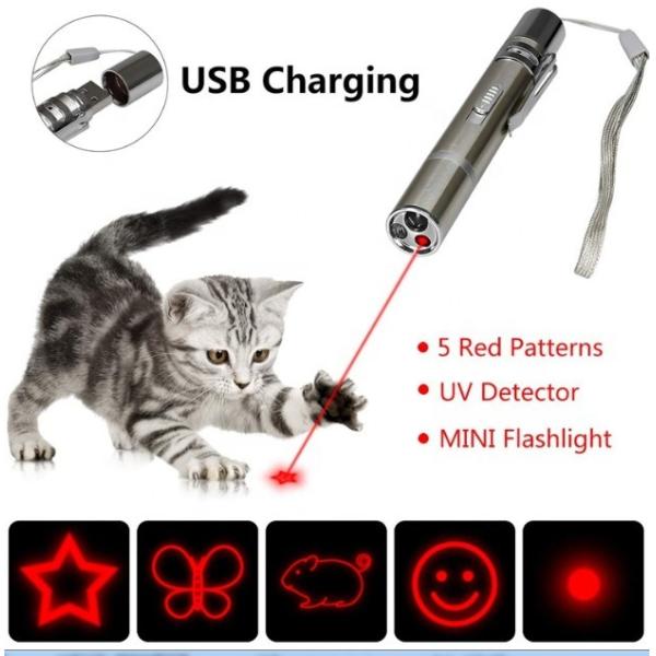 7 in 1 Multi Pattern Funny Chaser Toy with Lazer Dot UV Light LED Flashlight