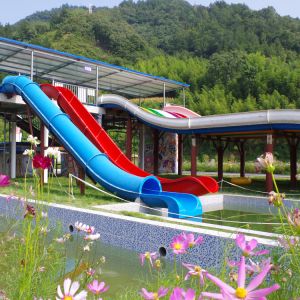 Water Park Swimming Pool Slides , Fiberglass Barrel And Sled Slides