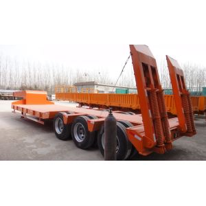 Buy cheap CCC Tri Axle Truck Semi Trailers 60t Low Bed Trailer Transport Heavy Equipment from wholesalers