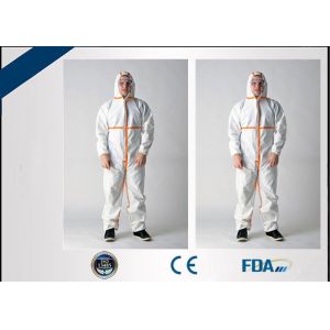 Buy cheap Breathable Microporous Disposable Protective Coverall With Shoe Cover product