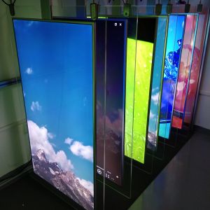 0.8mm Bezel 1920x1080 Double Sided Hanging Display 43"