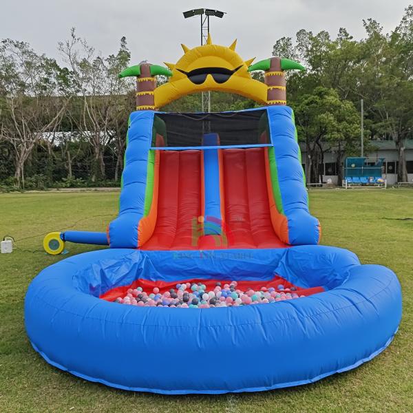 Buy cheap Double Lane PVC Inflatable Water Slide Combo With Pool Obstacle Climb Inflatable Pool Slides from wholesalers