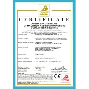 WENZHOU JACPACK PACKAGING MACHINERY CO.,LTD Certifications