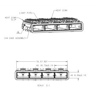 2170805-5 QSFP28 Cage Ganged 1 X 2 Connector Through Hole 28 Gb/S