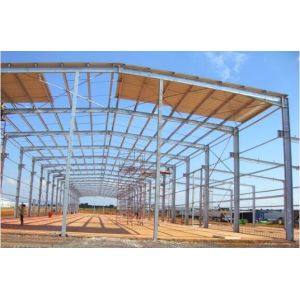 Portal Structure Steel Structure Workshop For Processing Plant With Rolled Up