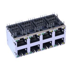Buy cheap ARJM24A1-A12-AB-EW2 Stacked RJ45 2x4 With 10/100 Base-T Magnetics Connector from wholesalers