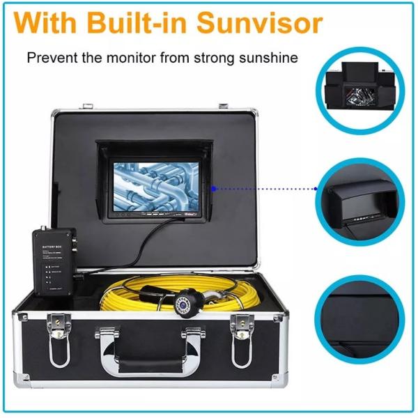 ABS Pipe Blockage Detector 7inch Plumbing Drain Camera Inspection 20m Cable