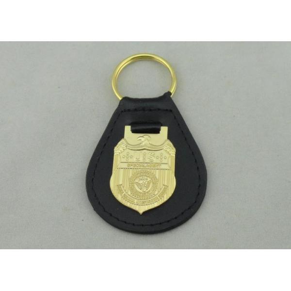 Quality 3D NCIS Personalized Leather Key Chain With Gold Plating Emblem for sale