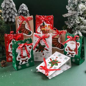 Buy cheap Ribbon Bow Knot Christmas Printed Paper Bags For Gift Packaging 5g/Pcs product