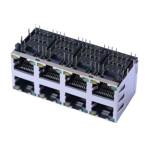 China XRJD-S-24-8-8-4 Multi - Port 2 x 4 Port 8P8C RJ45 Female Connector LPJE108XAHNL on sale