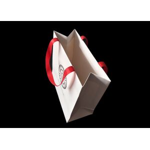 Printed Logo Hard Paper Shopping Bags With Handle Cover Lamination Reusable