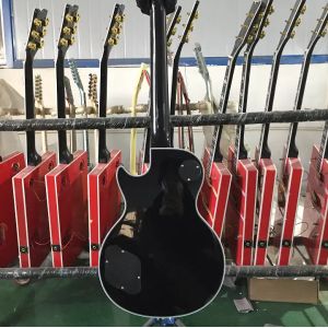 Custom GB Style Les Paul LP Electric Guitar Gray Burl Maple Top Gold Hardware