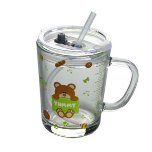 Buy cheap Cartoon Crystal Drinking Glass With Lid And Silicate Straw from wholesalers