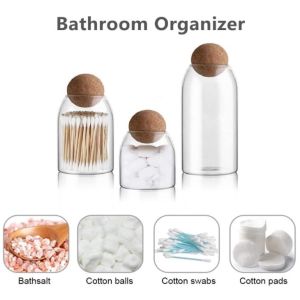 High Borosilicate Glass Storage Jar with Cork Lid in 550ml 750ml 1200ml Sizes