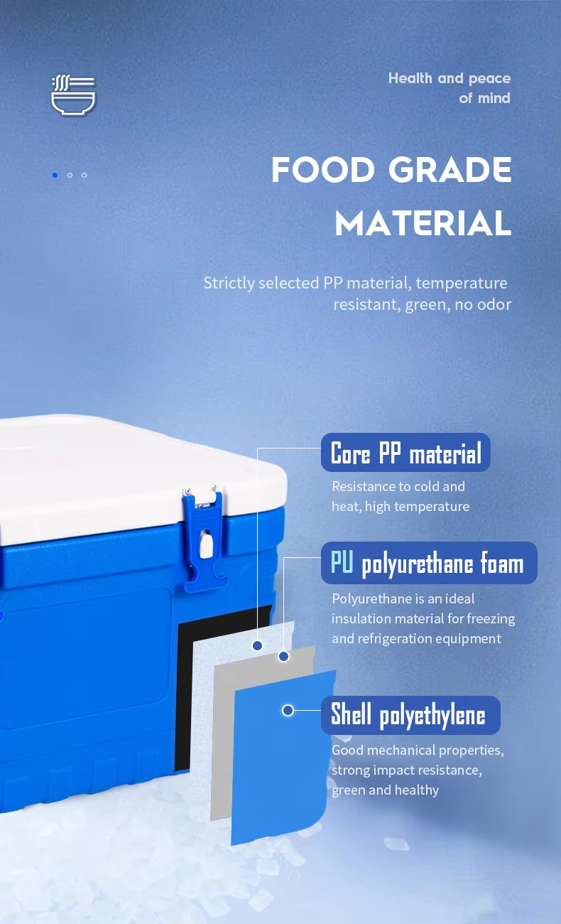 Phefon FS-85L Insulated Ice Cooler Box with Hinged Lid for Cold Chain Storage