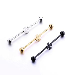 Buy cheap Gold plated piercing clear gems industrial barbell surgical steel from wholesalers