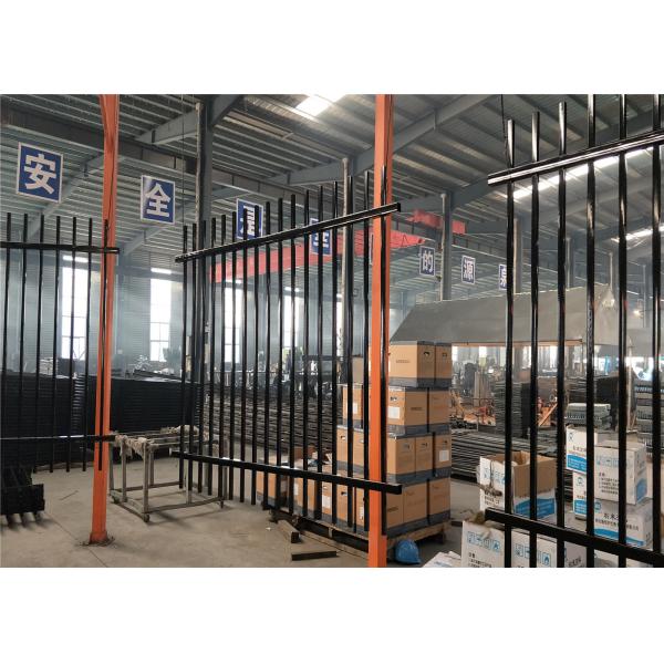Quality Pressed Picket Crimped Spear Top Garrison Fence Panels Stain Black Powder Coated 1.8mx2.35m for sale