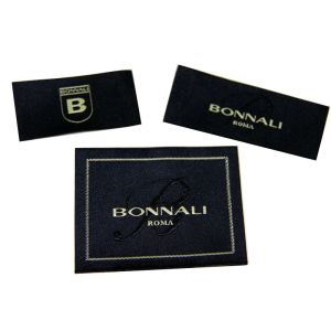 luxury high class Satin / Cotton Clothing Woven Labels With Customized Logo /
