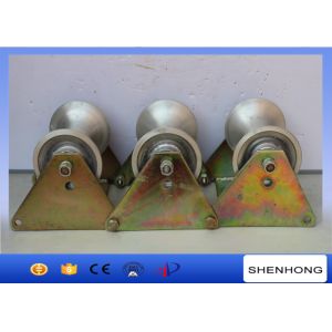 Buy cheap Three Wheel Cable Pulling Pulley / Steel Ground Cable Pulling Roller from wholesalers