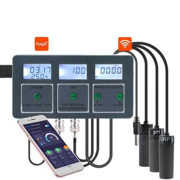 Buy cheap 8-in-1 Smart WiFi Water Quality Tester Remote Monitoring Ideal for Aquariums, Pools, Labs, and Drinking Water from wholesalers