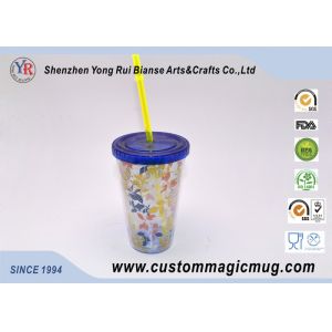 Buy cheap 600 ml Custom V shape Plastic Straw Cup , Beverage Plastic Mug with Straw from wholesalers