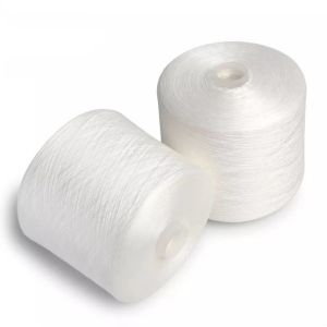 China Raw White 40/2, 60/2 100% Polyester Ring Spun Yarn made from 100% Yizheng fiber on sale