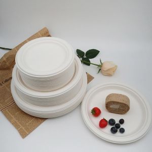 Buy cheap 9 Inch Eco Biodegradable Bagasse Tableware 10in Round Sugarcane Waste Plates Pulp Molded from wholesalers