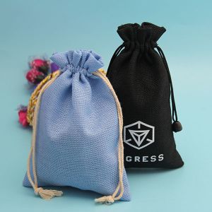 Buy cheap Embossing Black Burlap Bag ,  Jute Packaging Bags With Two Drawstrings from wholesalers