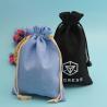 Buy cheap Embossing Black Burlap Bag , Jute Packaging Bags With Two Drawstrings from wholesalers