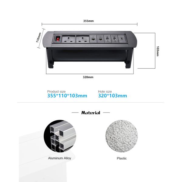 Flip Conference Table Plug Points Desktop Recessed Furniture Power Strip Outlet