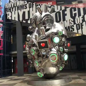 Buy cheap Interactive Art Heart Shaped Sculpture Stainless Steel Electronic Customized product