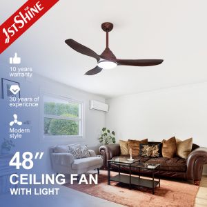 Buy cheap 48in Plastic LED Ceiling Fan 220V 50HZ With Wood Grain Blades from wholesalers