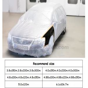 Buy cheap auto adhesive paint masking protect film 3.8*100m,HDPE car overspray masking film Logo printing,Antistatic corona treate from wholesalers