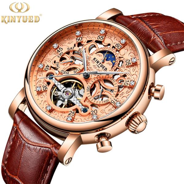 Buy cheap Gold Dial Tourbillon Mechanical Watch 30M Waterproof Pin Buckle from wholesalers