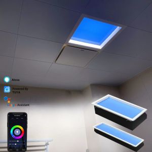 Buy cheap 90% Light Transmission Surface Mounted Faux Skylight Panels in Rectangle Shape with Tuya Control 100V-240V from wholesalers